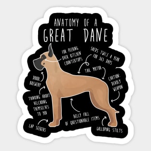 Cropped Fawn Great Dane Dog Anatomy Sticker